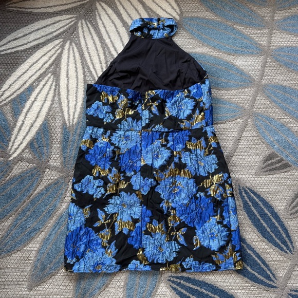 Lulus NWT Extraordinary Impression Black Floral Jacquard Halter Mini Dress XL - Picture 7 of 9